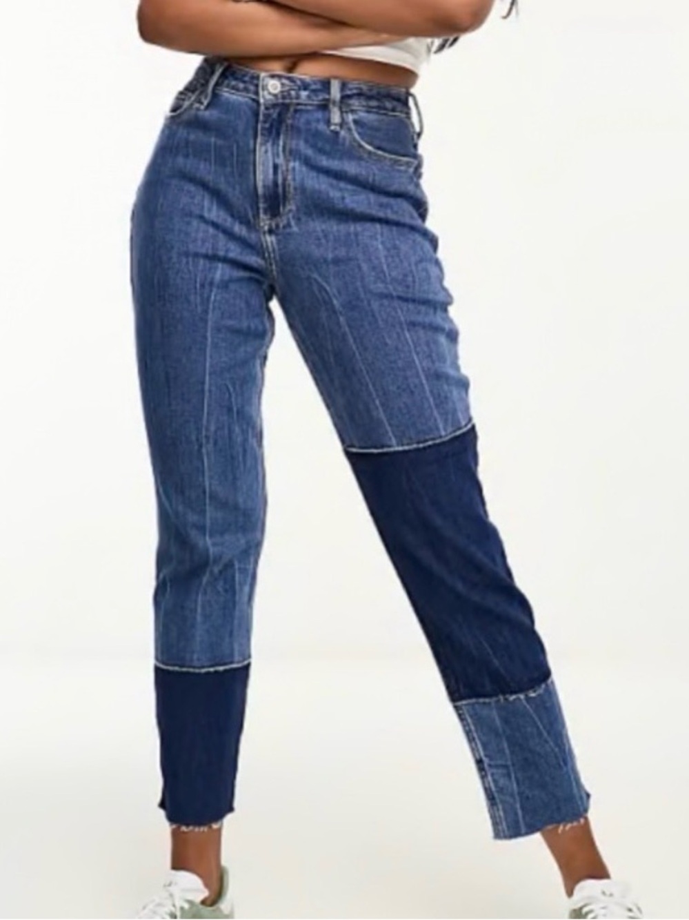 Hollister Blue Women’s Curvy  High Rise Mom Jean Patchwork Jeans Size 9R W29 L27